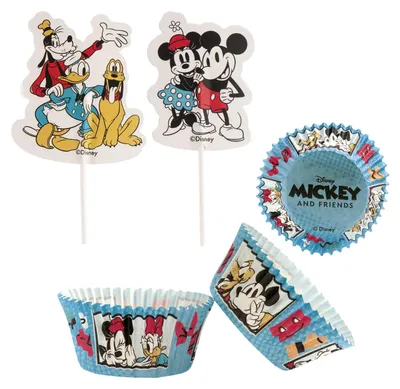 Produktbild von Dekora Mickey & Friends Backformen Set für Muffin und Cupcake : Papiermuffinförmchen und Cake Topper - 24 Backförmchen + 24 Toppers