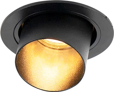 Produktbild von QAZQA - Modern Modernes rundes Einbaudownlight neigbar schwarz - Installa I Wohnzimmer I Schlafzimmer - Aluminium Rund - LED geeignet GU10