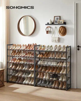 Produktbild von SONGMICS Schuhregal mit 12 Ablagen stapelbaren für 48-60 Paar Schuhe schwarz