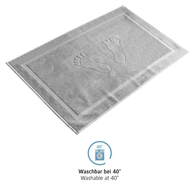 Obrázok produktu pre Komfortec súprava rohoží do vane 2 kusy, froté rohož do sprchy, umývateľná rohož do sprchy a koberec do vane, 800 g/m² a 100 % bavlna, savá a rýchloschnúca, 50 x 80 cm, striebornosivá