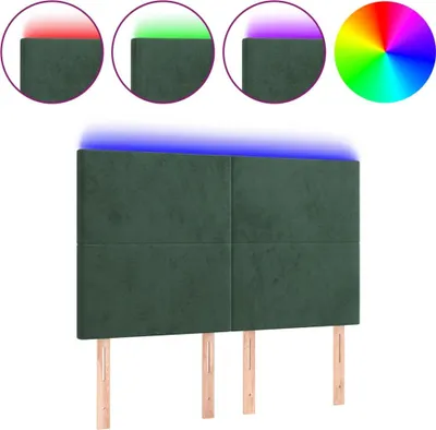 Produktbild von vidaXL LED Kopfteil Dunkelgrün 144x5x118/128 cm Samt