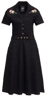Produktbild von Queen Kerosin Denim Swing Kleid - Western Black S