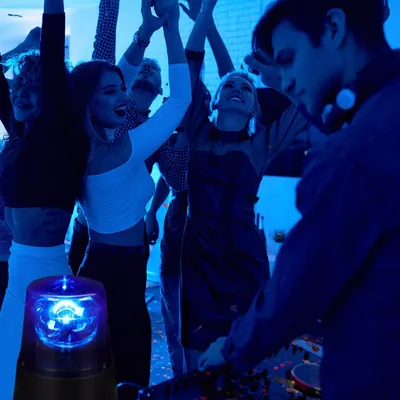 Image de Guirlandes lumineuses LED rotatives à 360°, rouge et bleu, lot de 2