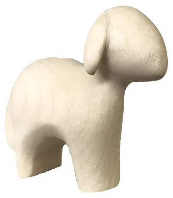 Stehendes Holzschaf für Krippe, Ahornholz, 8 cm