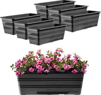 Immagine prodotto di KADAX vaso da balcone, vaso da fiori, grande, 40 cm, fiori, confezione da 6, supporto per fiori