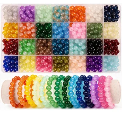 Zdjęcie produktu dla Koraliki szklane do nawlekania, 8 mm, różne kolory, 700 sztuk, do tworzenia biżuterii, dla dzieci i dorosłych