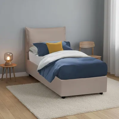 Produktbild von Einzelbett Cristina, Containerbett mit Kunstlederbezug, 100%  Italy, Frontöffnung, passend für Matratze 80x200 cm, Turteltaube