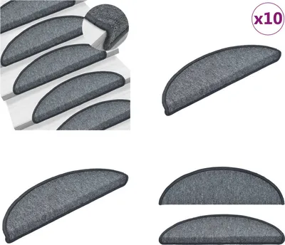 Produktbild von vidaXL Stufenmatten 10 Stk. 56x17x3 cm Dunkelgrau - Treppenmatte - Treppenmatten - Treppenteppich - Treppenschutz