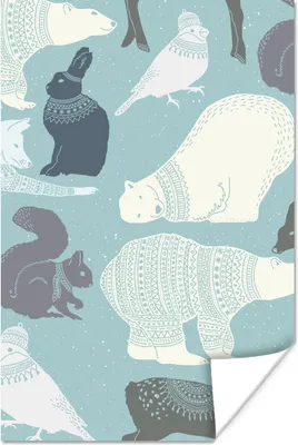 Produktbild von MuchoWow® Poster Tiere - Winter - Muster 120x180 cm - Kunstposter