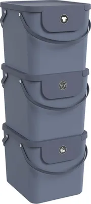 Produktbild von Rotho 3tlg.Wäschesortiersystem Set 40 L Albula aus Kunststoff - Wäschesammler mit Deckel - Wäschekorb 40,0 x 35,8 x 34,0 cm - Wäschesortierer