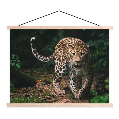 Produktbild von MuchoWow® Textilposter Wildtiere - Leopard - Dschungel - Natur 40x30 cm mit holzfarbenen Rahmen - Bilder
