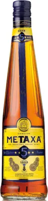 A bottle of Metaxa 5 Sterne The Original Greek Spirit.