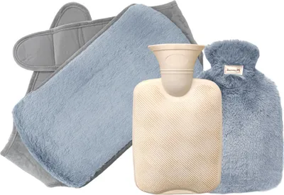 Produktbild von STILVORA Wärmflaschen, Plüsch Wärmflasche mit Extra-langer Rückenstütze, Heizkissen für Rücken, Taille und Bauch, Komfortabel und Weich, Schmerz- und Verspannungslinderung, Ideal für Zuhause und Büro, Grau
