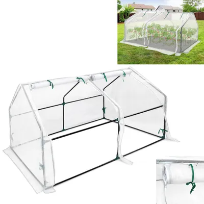 Produktbild von XINZI Gewächshaus Tomatengewächshaus Glasfaser, Gartengewächshaus mit aufrollbarer Reißverschlusstür, Insektensicher,Atmungsaktiver, 180x90x90cm,Weiß