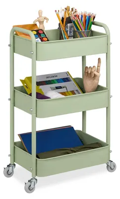 Produktbild von Küchentrolley Servierwagen Rollwagen - 3 Etagen - Stahl - Grün - 71,5 x 43,5 x 29,5 cm - Für Küche und Badezimmer