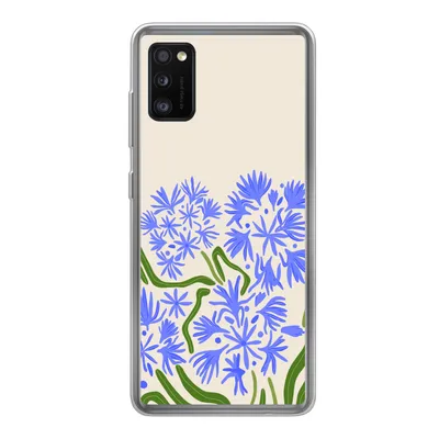 Produktbild von MuchoWow® Handyhülle Schutzhülle Hülle für Samsung Galaxy A41 Blume - Blau - Blatt - Einfach Silikon Softcase Handy Hülle - Mobiltelefon