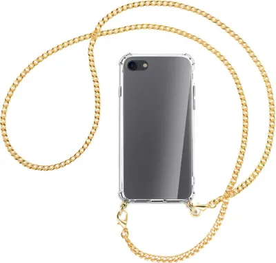 Produktbild von Handykette Backcover-Schutzhülle mit Band (Metall goldfarben) für Apple iPhone 7, iPhone 8 - goldfarbene Kette