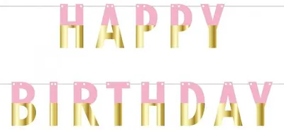 Produktbild von Happy Birthday Girlande rosa gold