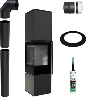 Immagine prodotto di Stufa a libera installazione KRATKI REN BLACK L Sinistra 7 kW Ø150 Set di installazione