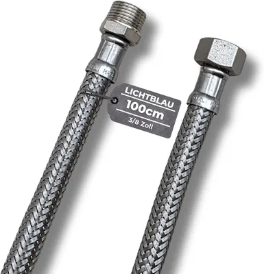 Produktbild von Verlängerungsschlauch aus Edelstahl, 100 cm, für Trinkwasser, Anschluss für Wasserhähne
