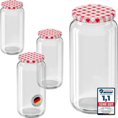 Immagine prodotto di Barattoli ermetici - Barattoli con coperchio a vite - Contenitori per alimenti - Barattoli di vetro - 1045 ml - Set da 6 pezzi - Contenitore per alimenti