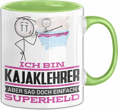 Produktbild von Kajaklehrer Geschenk Tasse Ich Bin Kajaklehrer Aber Sag Doch Einfach Superheld Lustige Geschenkdiee für Kajaklehrer Kaffee-Becher (Grün)