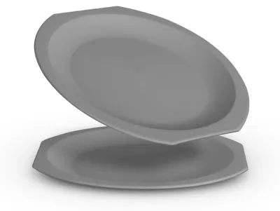 Imagen del producto de Platos de plástico, libres de BPA (diámetro 23 cm), color gris, paquete de 2 unidades