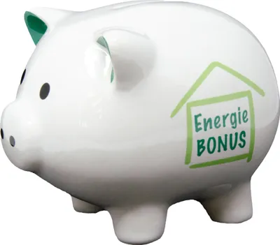 Produktbild von Charmantes Sparschwein aus Dolomit mit Energiebonus Aufdruck
