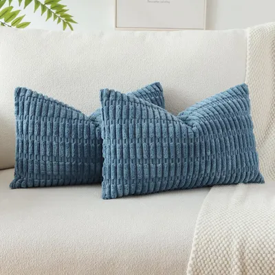 Productafbeelding van Kussensloopsets, corduroy, 2 stuks, malachietblauw, 40x60 cm