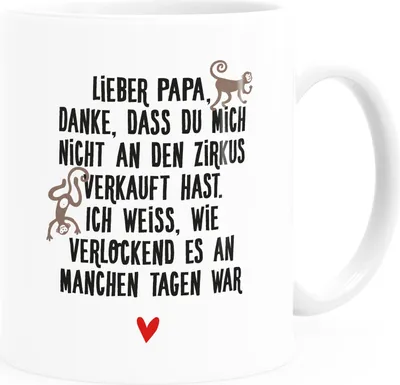 Produktbild von Kaffee-Tasse Geschenk für Papa Tochter Sohn Herz Spruch lustig Danke dass du mich nichtt verkauft hast Moonworks® Uni-Weiß Keramik-Tasse