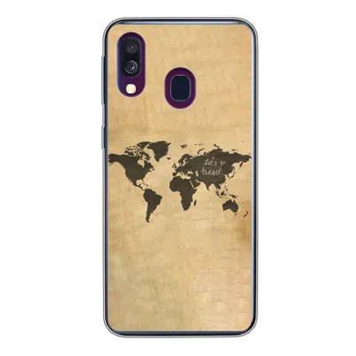 Produktbild von MuchoWow® Handyhülle Schutzhülle Hülle für Samsung Galaxy A40 Weltkarte - Schwarz - Sprichwörter Silikon Softcase Handy Hülle - Handy-Tasche