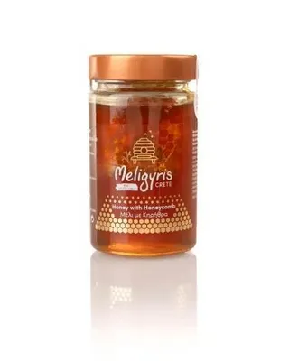 Produktbild von Meligyris Honig 450g aus Kreta mit Wabe Naturbelassen