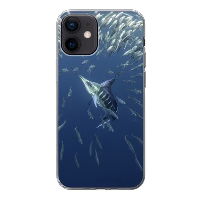 Produktbild von MuchoWow® Handyhülle Schutzhülle Hülle für iPhone 12 Fisch - Schwertfisch - Wasser Silikon Softcase Handy Hülle - Schutzhülle