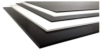 Produktbild von Kunststoffplatte in Weiß/Schwarz, 1-6 mm, verschiedene Formate (495 x 495 x 1 mm, Weiß)