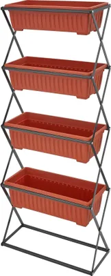 Produktbild von Vertikalbeet mit 4 Kästen 52x21x127cm - braun