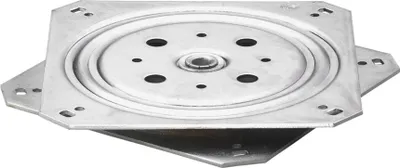 A metal swivel plate with mounting holes.