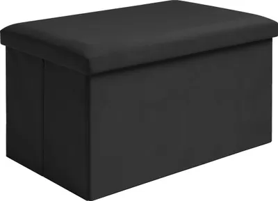 Produktbild von Ruhhy Faltbare Sitzbox 54L – Samt Hocker 60x30x30 cm, Schwarz, Belastbar bis 80 kg – Sitzgelegenheit & Aufbewahrung für Wohnzimmer & Schlafzimmer 25995