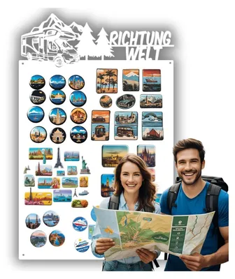 Produktbild von Anwicar Magnettafel - Magnetische Pinnwand mit Camper-Motiv - 50x80 cm - Weiß