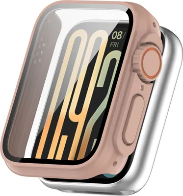 Image de Étui de protection en plastique PC + verre trempé H9 rose pour Xiaomi Smart Band 9 Pro