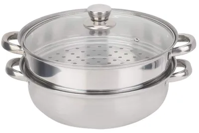 Obrázek produktu pro Dvoupatrový parní hrnec - Nerezová ocel - Hrnec - Polévka - Kuchyně - 27 cm - 1160 g - Parní hrnec