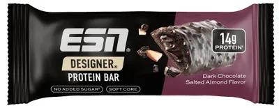 Productafbeelding van ESN Designer Protein Bar - 12 stuks van 45g, donkere chocolade met gezouten amandelen