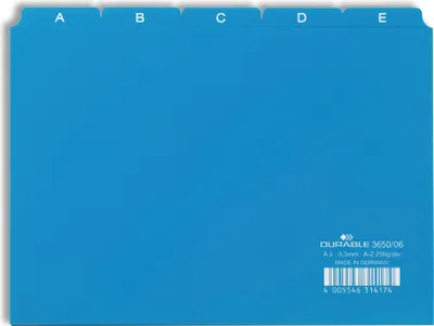 Produktbild von DURABLE Leitregister A5 5/5-tlg. A-Z geprägt PP, 365006 blau