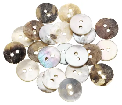 22 Muschelknöpfe, Perlmutt, 12,5 mm, 2 Löcher, Grundfarben