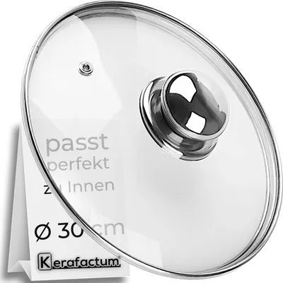 Glasdeckel 30 cm mit Edelstahlrand und Dampfloch