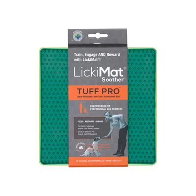 Image de LickiMat Soother PRO Tuff pour chien et chat - 20 x 20cm, Couleur:vert