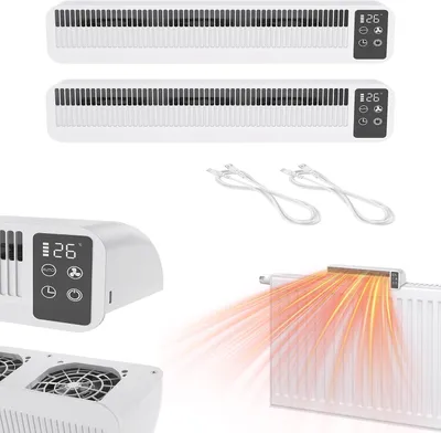 Obrázok produktu pre LARS360 ventilátor na radiátor, 3 stupne ventilácie, automatická regulácia teploty, magnetické upevnenie, USB-C, displej a časovač, tichá distribúcia tepla, 2 kusy