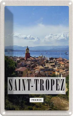 Produktbild von vianmo Blechschild 18x12 cm Saint-Tropez France Panorama Poster Bildmotiv Reisemotiv Abenteuer Reisen Urlaub