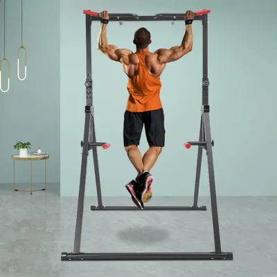 Immagine prodotto di Barra per trazioni / barra per ginnastica - Struttura autoportante regolabile in altezza - Portata 200 kg - Altezza 1,75–2,3 m - Acciaio al carbonio - Per l'allenamento a casa - Nero