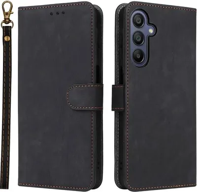 Immagine prodotto di Custodia per Samsung Galaxy A16 - Cover portafoglio Phonesta Vintage Skin con cordino staccabile - Nero