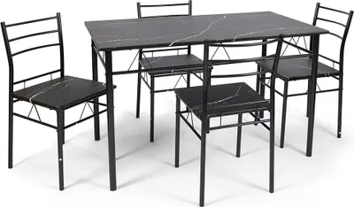 Produktbild von Milton & Oldbrook Essgruppe 5-teilig Valencia - Esstisch mit 4 Stühle Schwarz